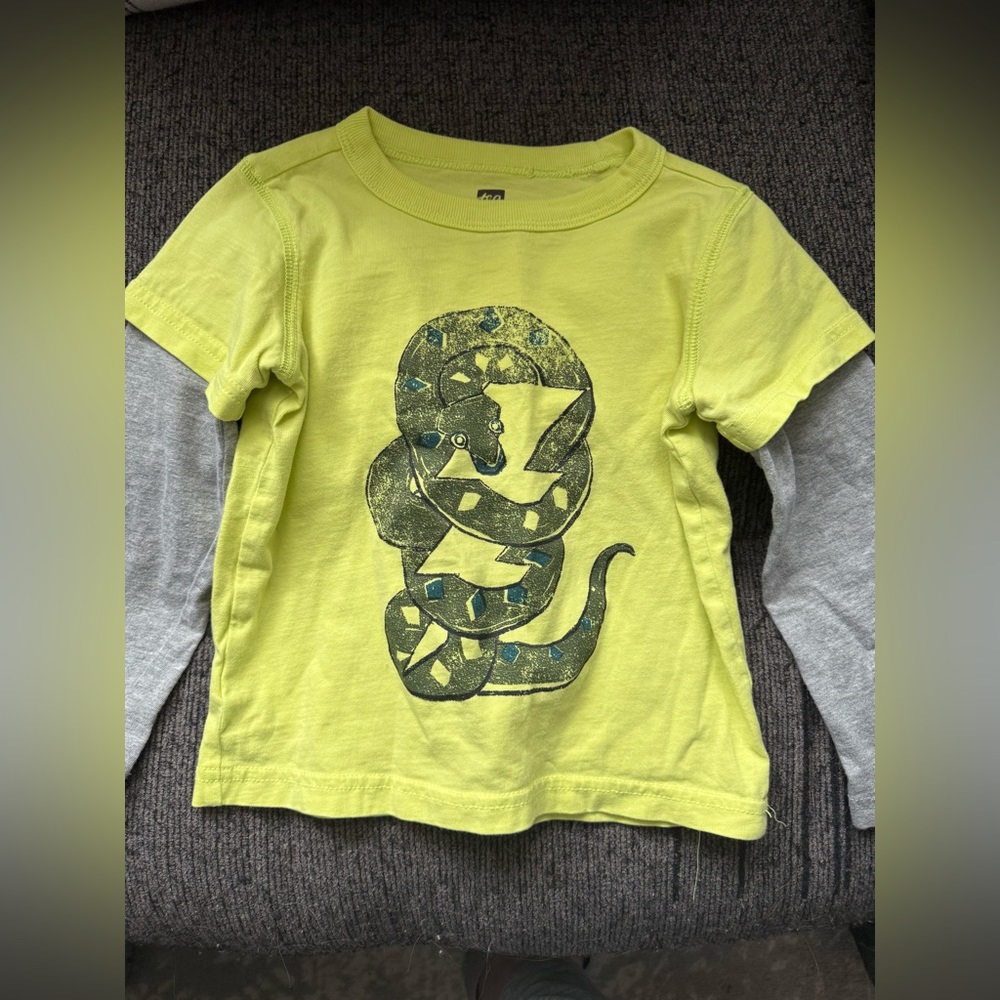 Tea Collection Lime Green Snake Long Sleeve Tee